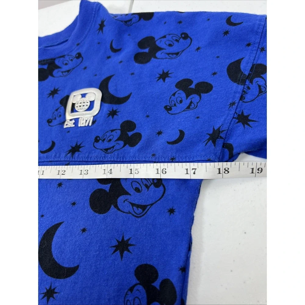 Walt Disney World Spirit Jersey Mickey Shirt Blue Moons & Stars Kids Size XL - Picture 9 of 11